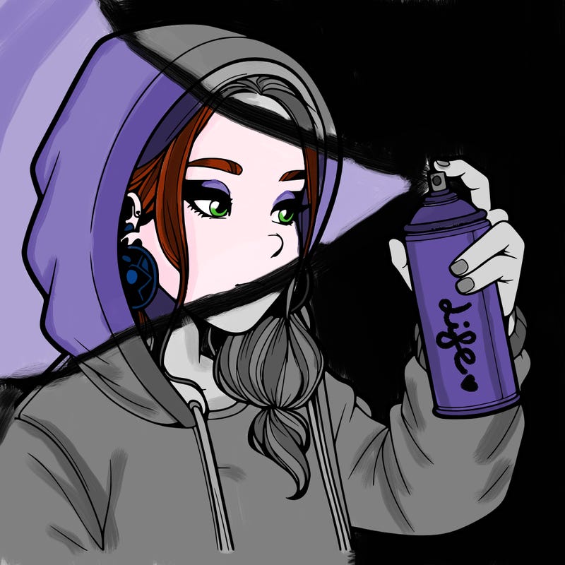 a realistic girl, spray painting