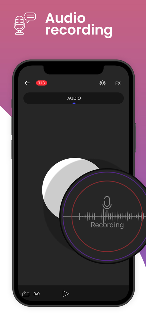 Tize: Music & Beat Maker - Tize app audio recording screen showing a waveform and recording controls on a smartphone.