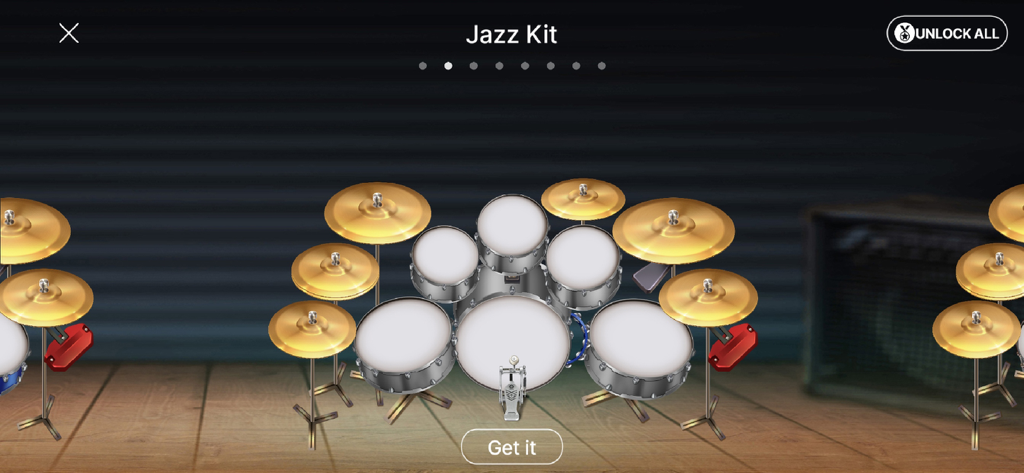 Drum Live - Jazz drum kit interface in the Drum Live app