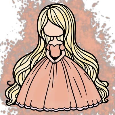 long hair girl with big dress