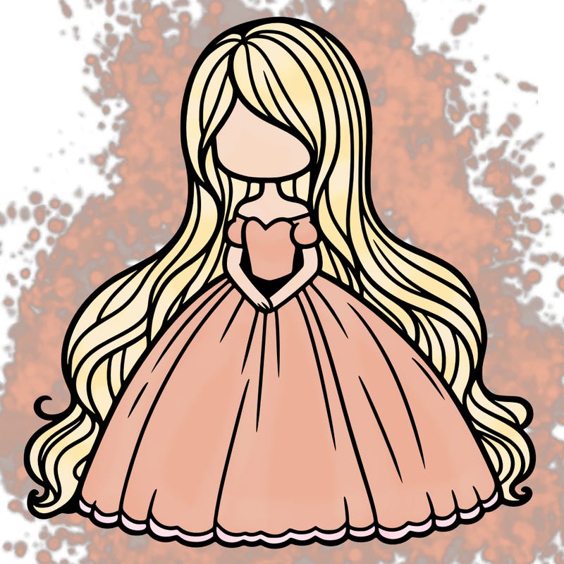 long hair girl with big dress