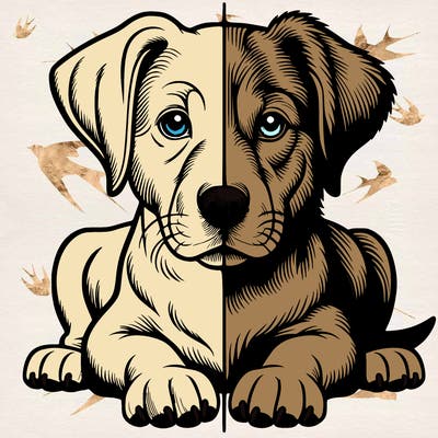 realistic dog split picture