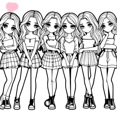 a group of girls realistic