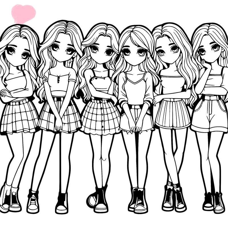 a group of girls realistic