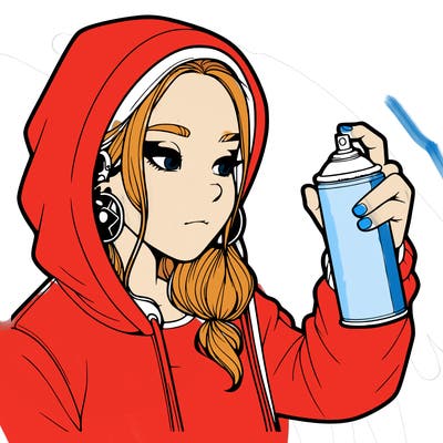 a realistic girl, spray painting