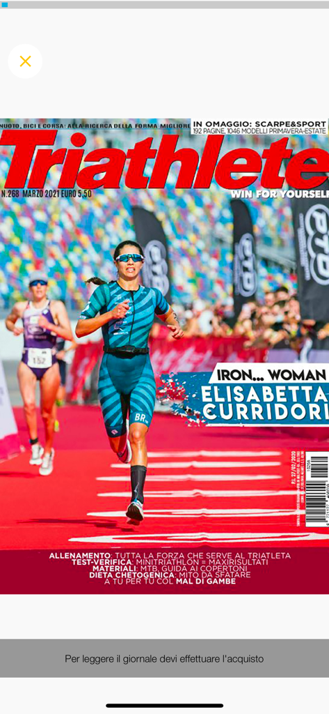 Copertina digitale di marzo 2021 della rivista Triathlete con la triatleta professionista Elisabetta Curridori durante una gara