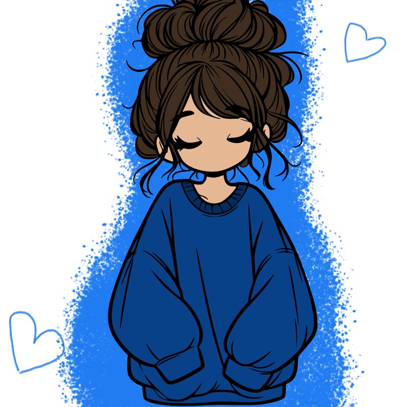 girl with baggy sweatshirt and messy bun
