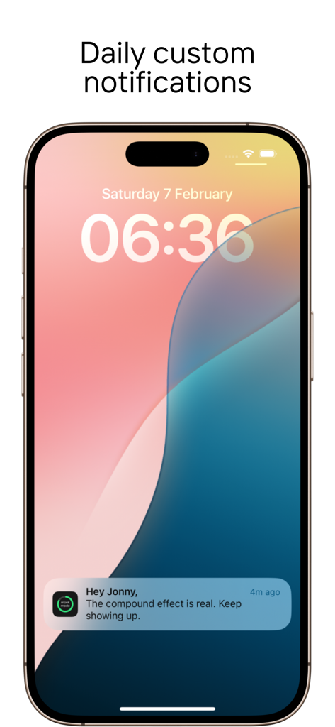 Monk Mode: Habit Tracker - iPhone lock screen showing a motivational daily custom notification from the Monk Mode habit tracker app