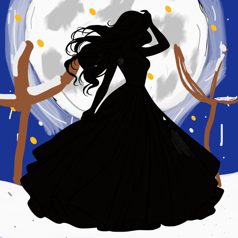 realistic woman with dress flowing in the wind