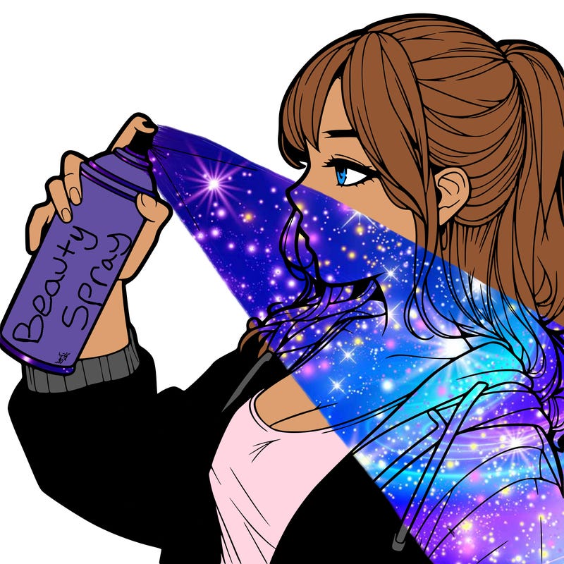 a realistic girl spray, painting