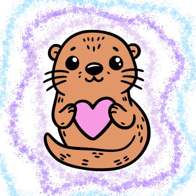 otter with a heart