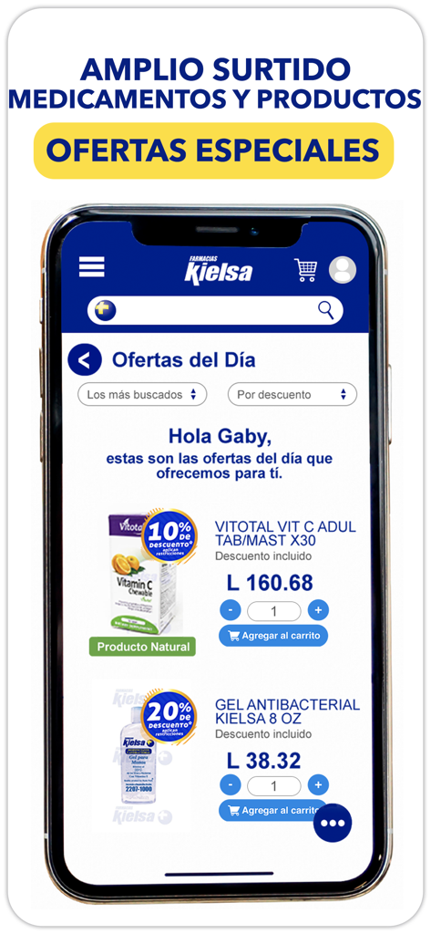Farmacias Kielsa - Farmacias Kielsa app screen displaying daily offers on various medical products