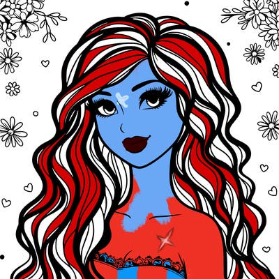 pretty woman with long wavy hair