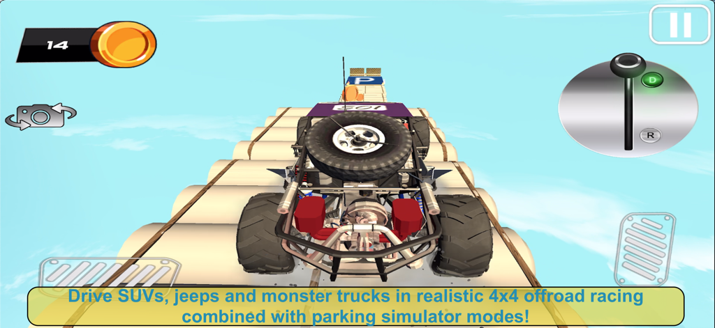 4x4 OFFROAD MONSTER TRUCK RACE - Um monster truck a realizar um desafio de condução de precisão numa pista elevada