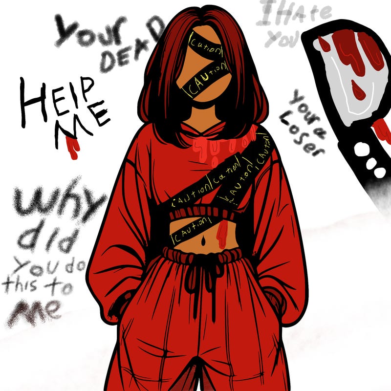 realistic girl faceless with baggy pants and a crop top