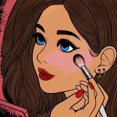 a realistic girl doing her makeup