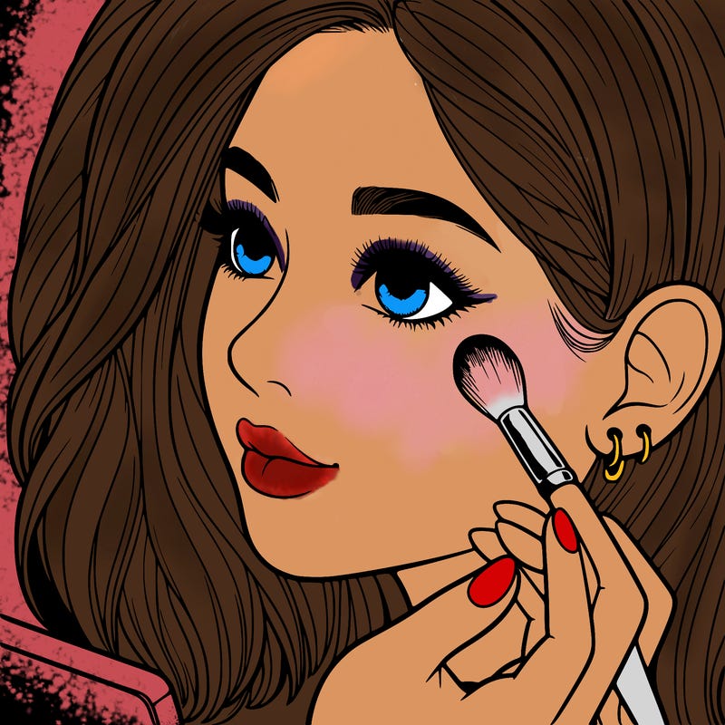 a realistic girl doing her makeup