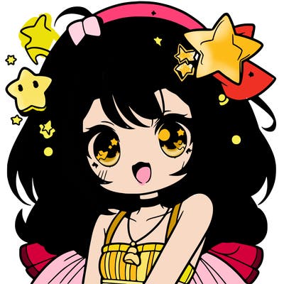 cute anime girl with star accessories
