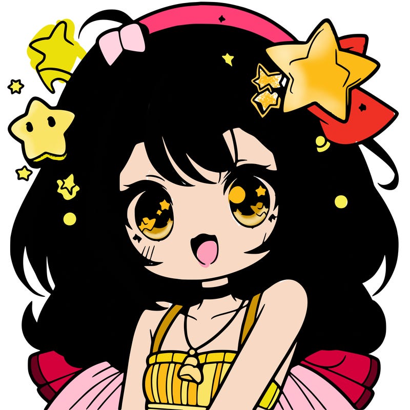 cute anime girl with star accessories