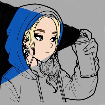 a realistic girl, spray painting