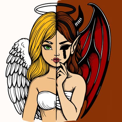 realistic angel half demon