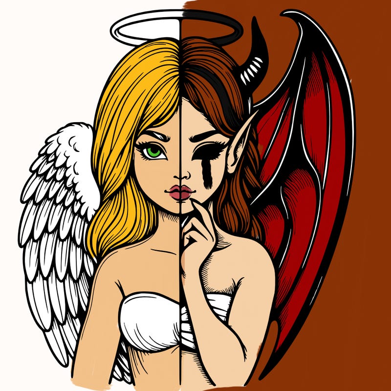 realistic angel half demon