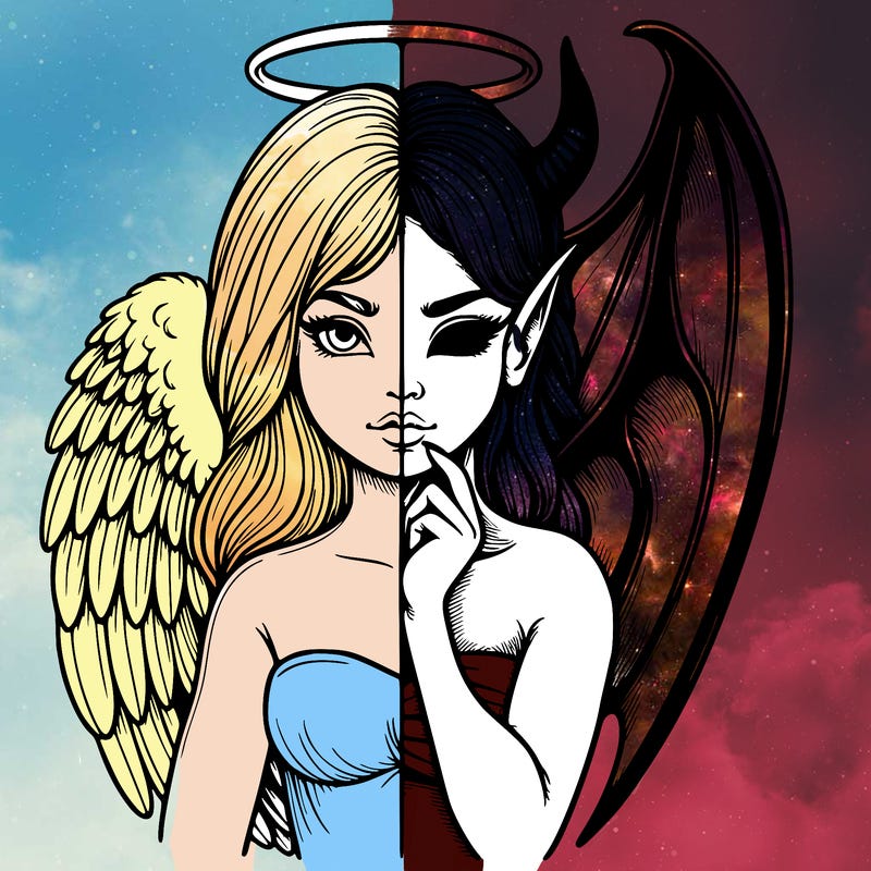 realistic angel half demon