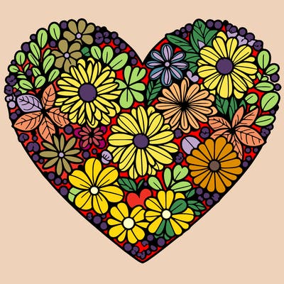 heart made of flowers