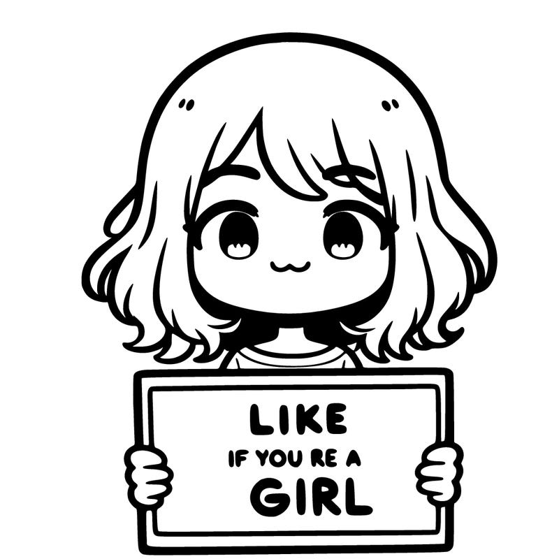 a cute girl holding a sign that says like if you’re a girl