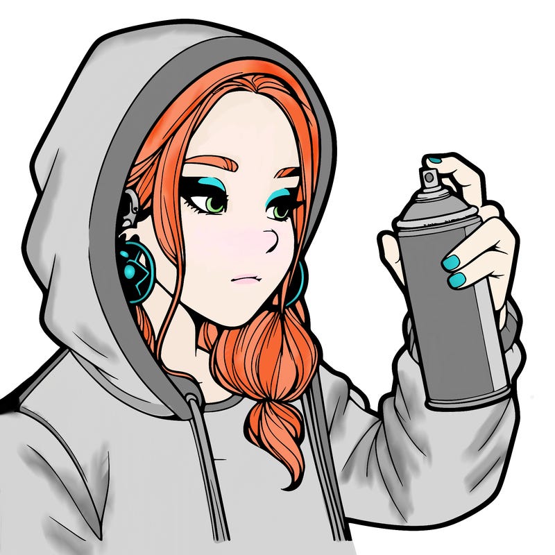 a realistic girl, spray painting