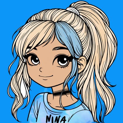 realistic girl with ponytail