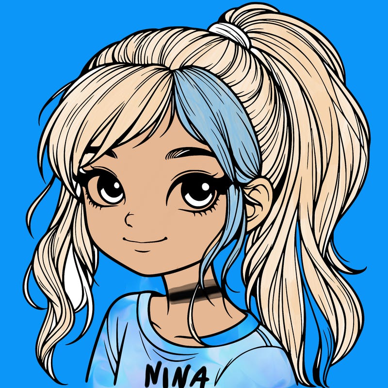 realistic girl with ponytail