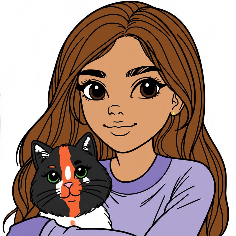 young woman with cat