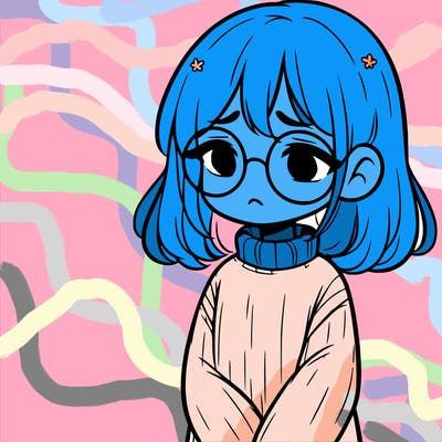 sad girl with glasses in a sweater