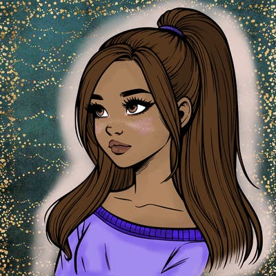 realistic girl with a high ponytail