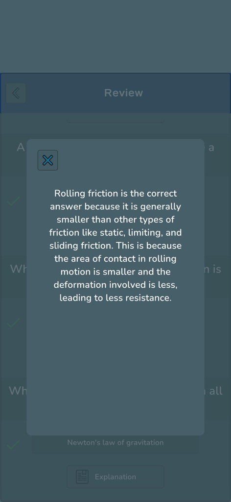 Physics Quiz - Trivia - Detailed explanation of a physics question answer in the quiz app