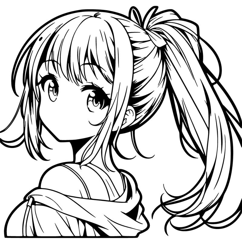 anime girl with her hair tied in ponytail