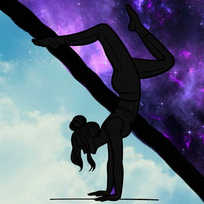 a woman doing a handstand