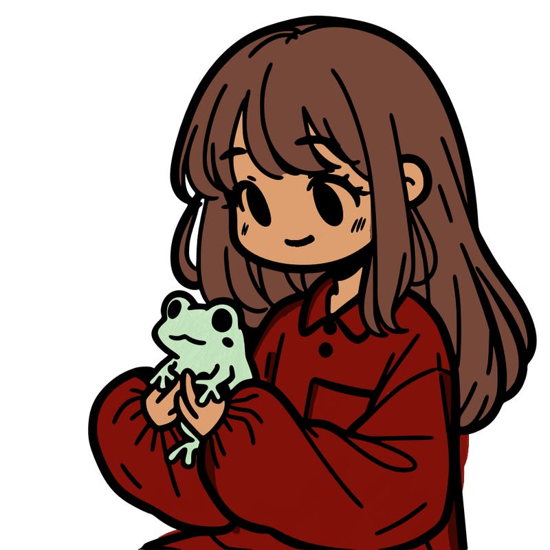 girl with long hair and a oversized shirt. and she is holding a frog