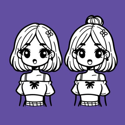 twin girls in crop tops