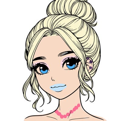 realistic pretty girl with hair in bun