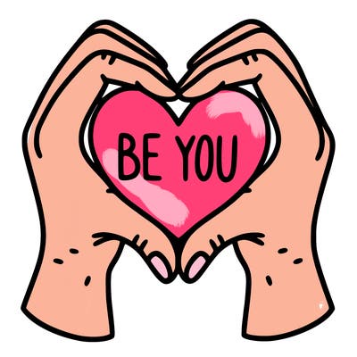 hands making a heart that say be you