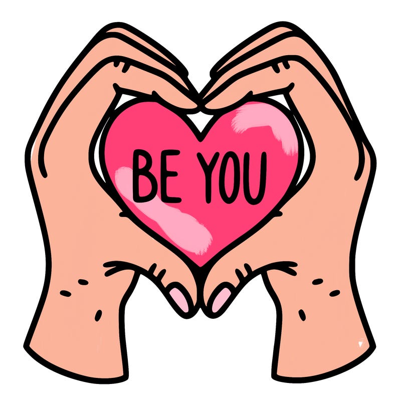 hands making a heart that say be you