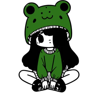 a girl wearing a frog hat and some frog socks