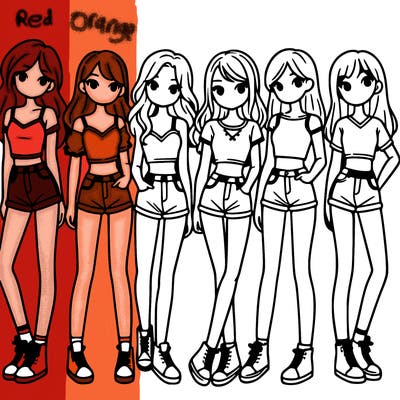 a group of girls wearing crop tops and shorts