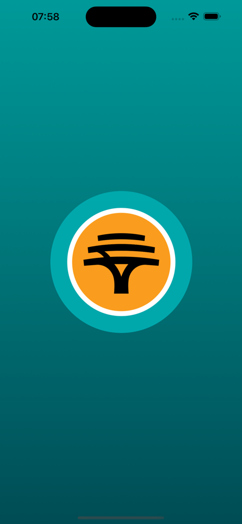 Écran de démarrage de l'application FNB ON Mozambique présentant le logo de l'arbre FNB