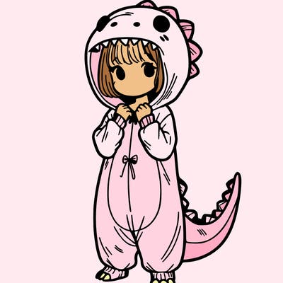 dino onesies on girl