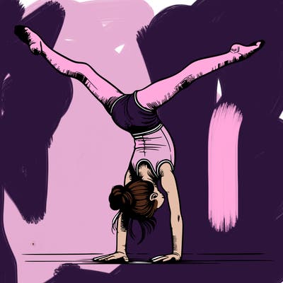 realistic gymnastic hand stand girl in four splits