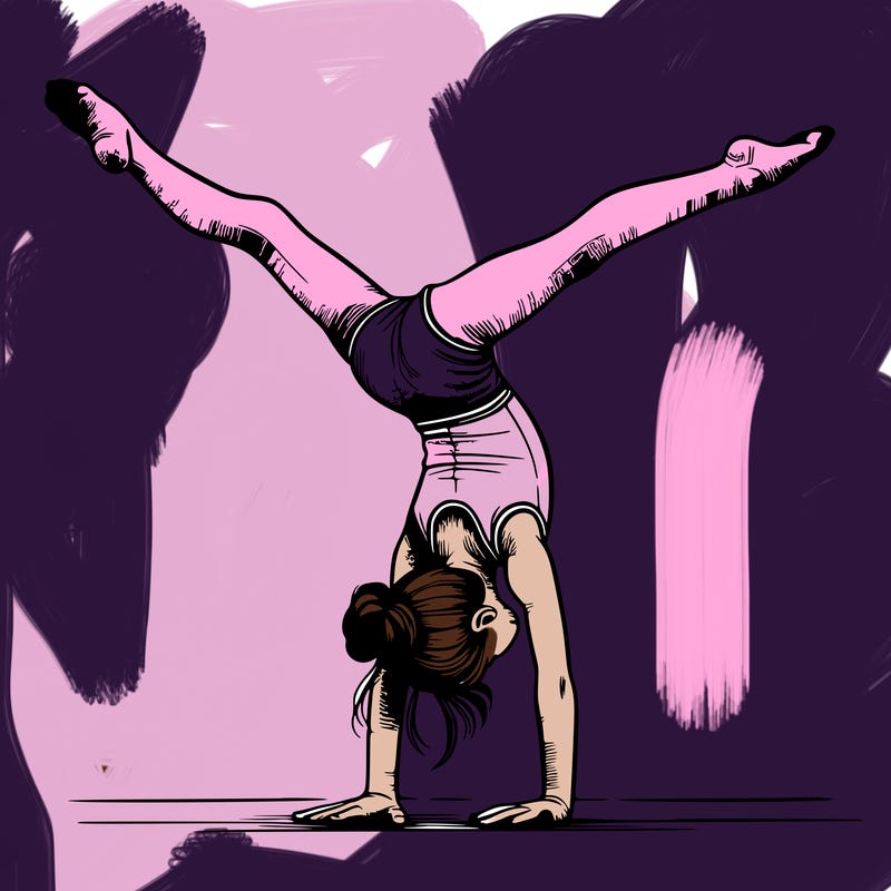 realistic gymnastic hand stand girl in four splits