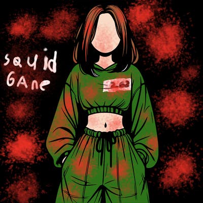 realistic girl faceless with baggy pants and a crop top